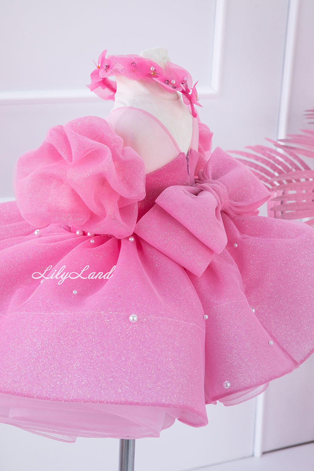 Kira Glitter Puffy Girl Dress in Pink