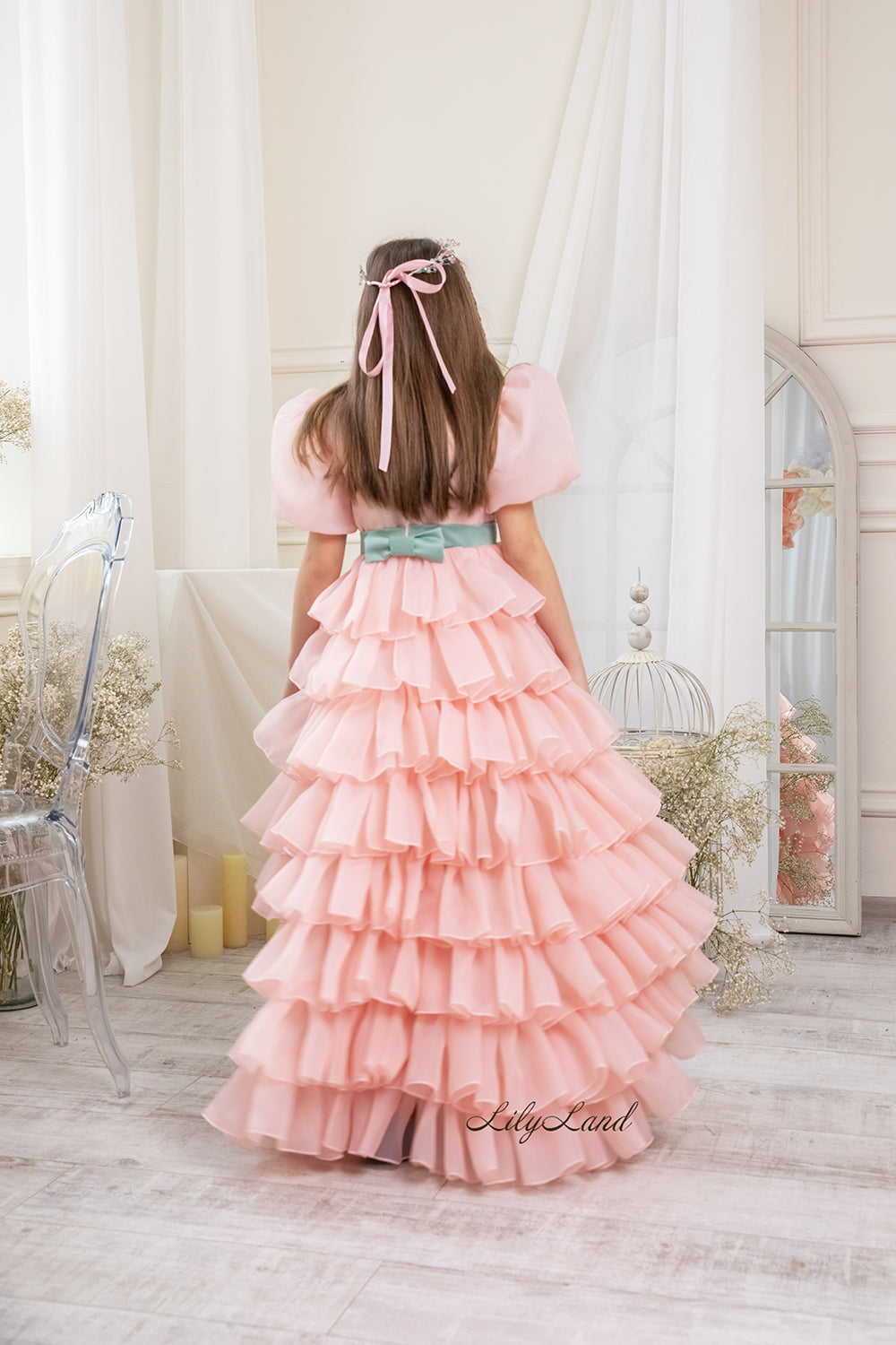 Julia Multilayered Girl Dress In Blush Pink