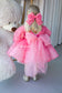 Bussie Tutu Girl Dress in Pink with Colored Beads