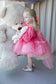 Bussie Tutu Girl Dress in Pink with Colored Beads