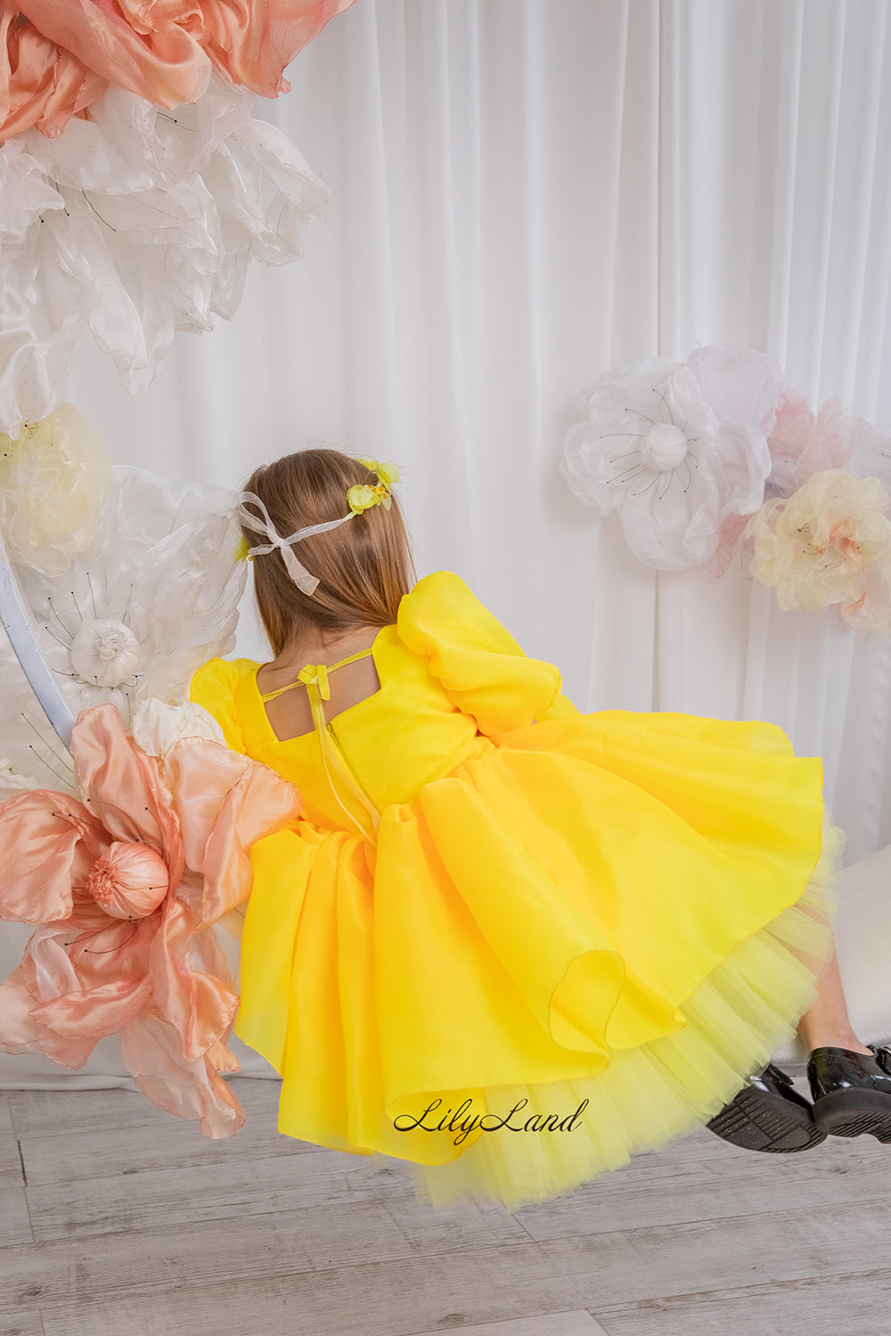 Becky Tutu Girl Dress in Bright Yellow Color