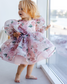 Cheryl Puffy Girl Dress in Floral Pattern with Long Sleeves