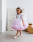 Judy Sparkling Tulle Sleeveless Girl Dress in White Pink Ombre