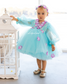 Fifi Baby Girl Dress in Tiffany with Attached Flowers