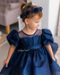 Kira Glitter Puffy Girl Dress in Dark Blue