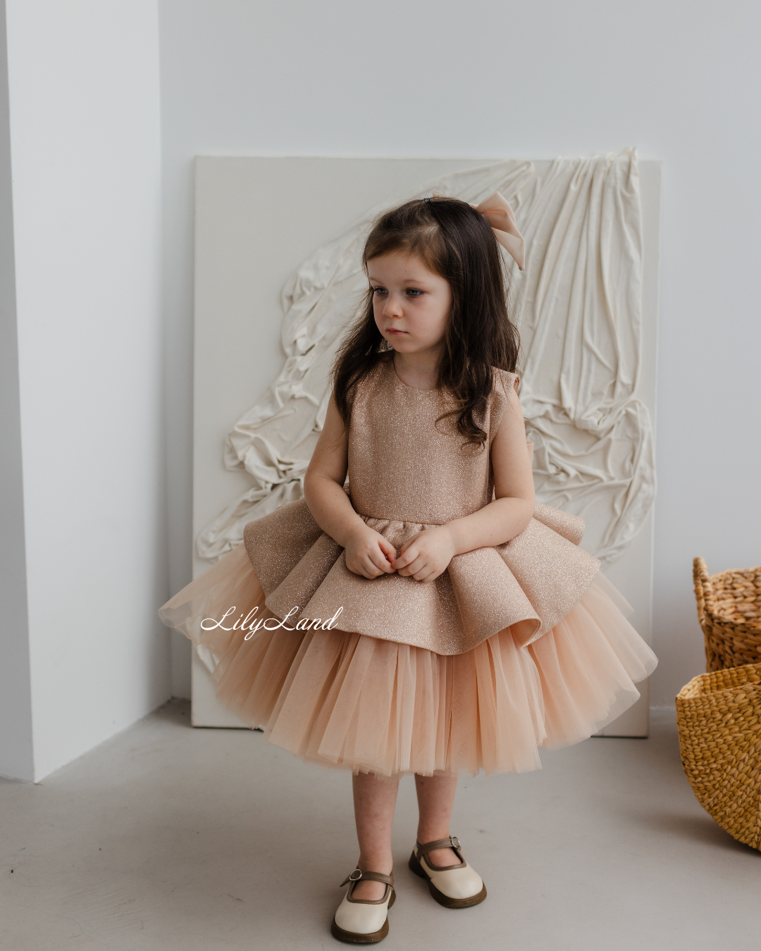 Nancy Tutu Glitter Girl Dress in Beige