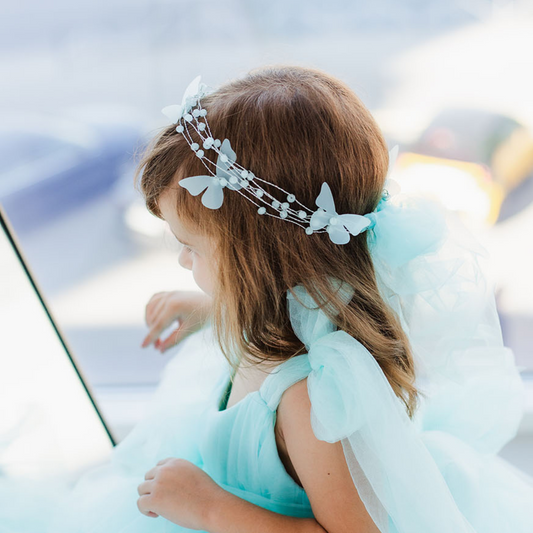 Girl Hair Accessories with Butterflies in Mint