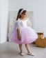 Judy Sparkling Tulle Sleeveless Girl Dress in White Pink Ombre