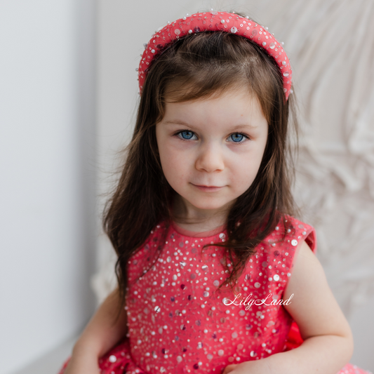 Coral Girl Hair Hoop with Beads and Sequins