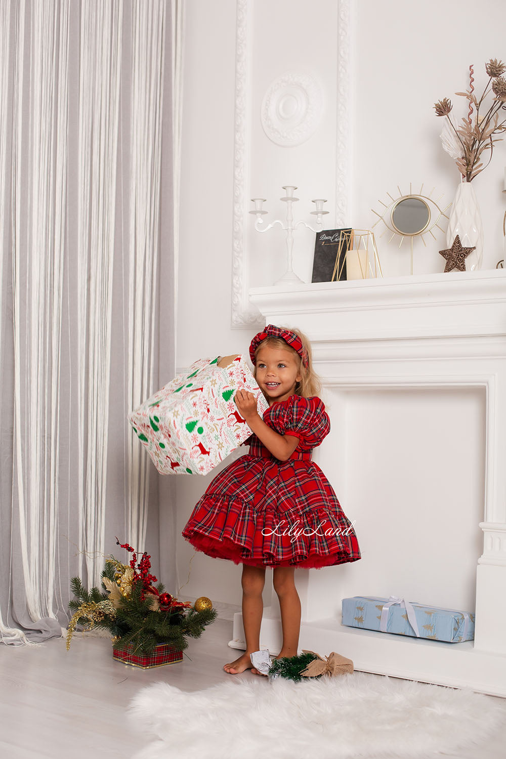 Navidad Año Nuevo Vestido De Niña Tartán Rojo