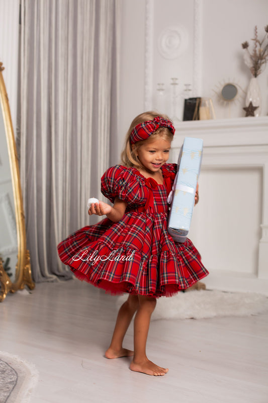 Christmas New Year Red Tartan Girl Dress