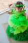 Rosa Girl Dress in Hot Green Ombre with Long Train