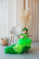 Rosa Girl Dress in Hot Green Ombre with Long Train