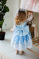 Amelie Girl Dress In Blue with Long Lace Sleeves