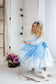 Amelie Girl Dress In Blue with Long Lace Sleeves