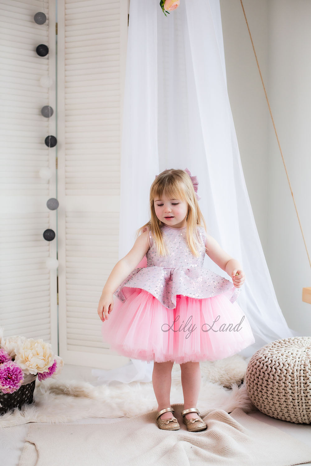 Nancy Tutu Girl Dress in Pink (Mother-of-pearl) Color