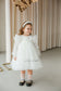 Elizabeth Girl's Dress in Ivory with Lace, Sequins and Small Flowers