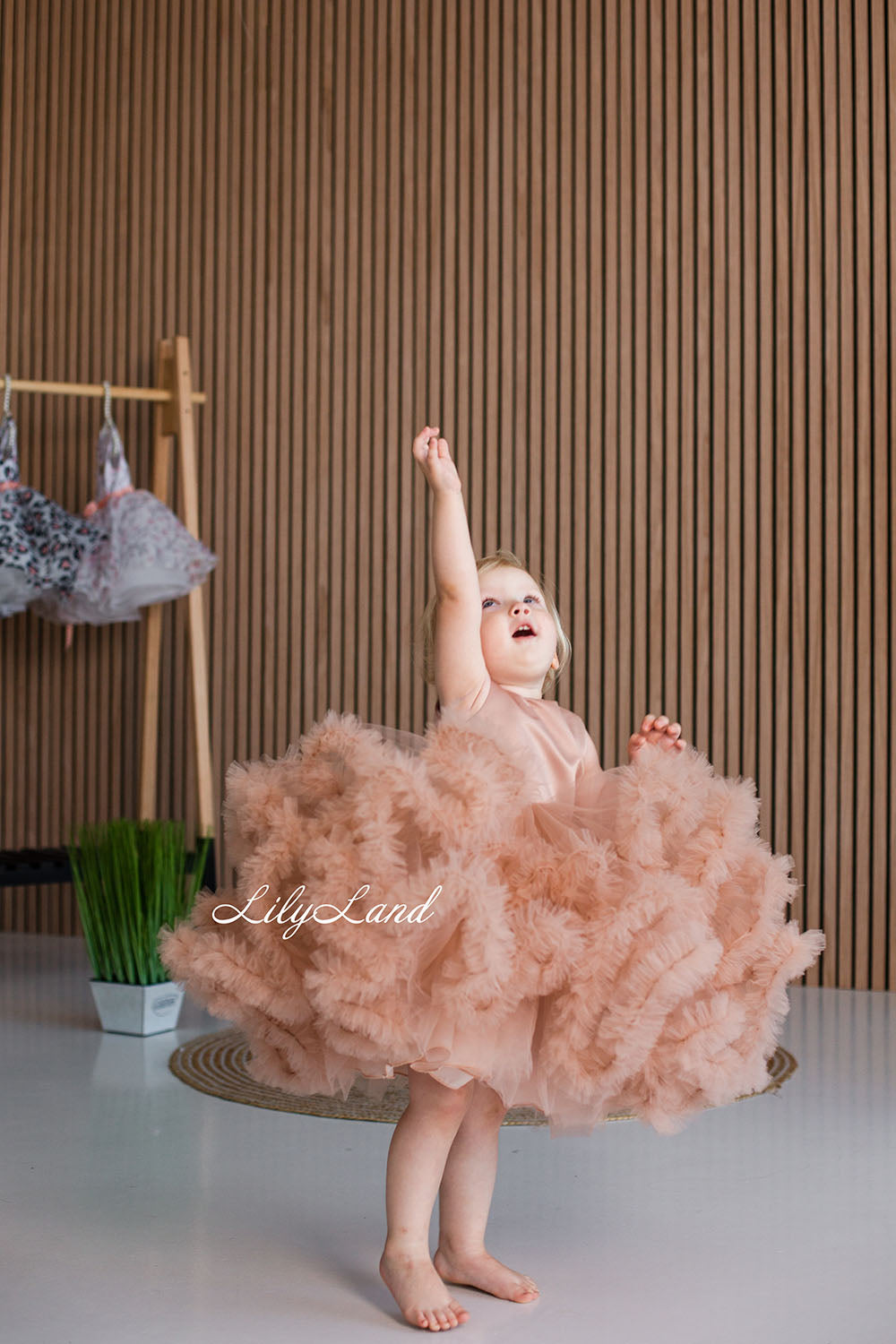 Cloud Girl Fluffy Dress in Cappuccino