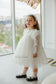 Elizabeth Girl's Dress in Ivory with Lace, Sequins and Small Flowers