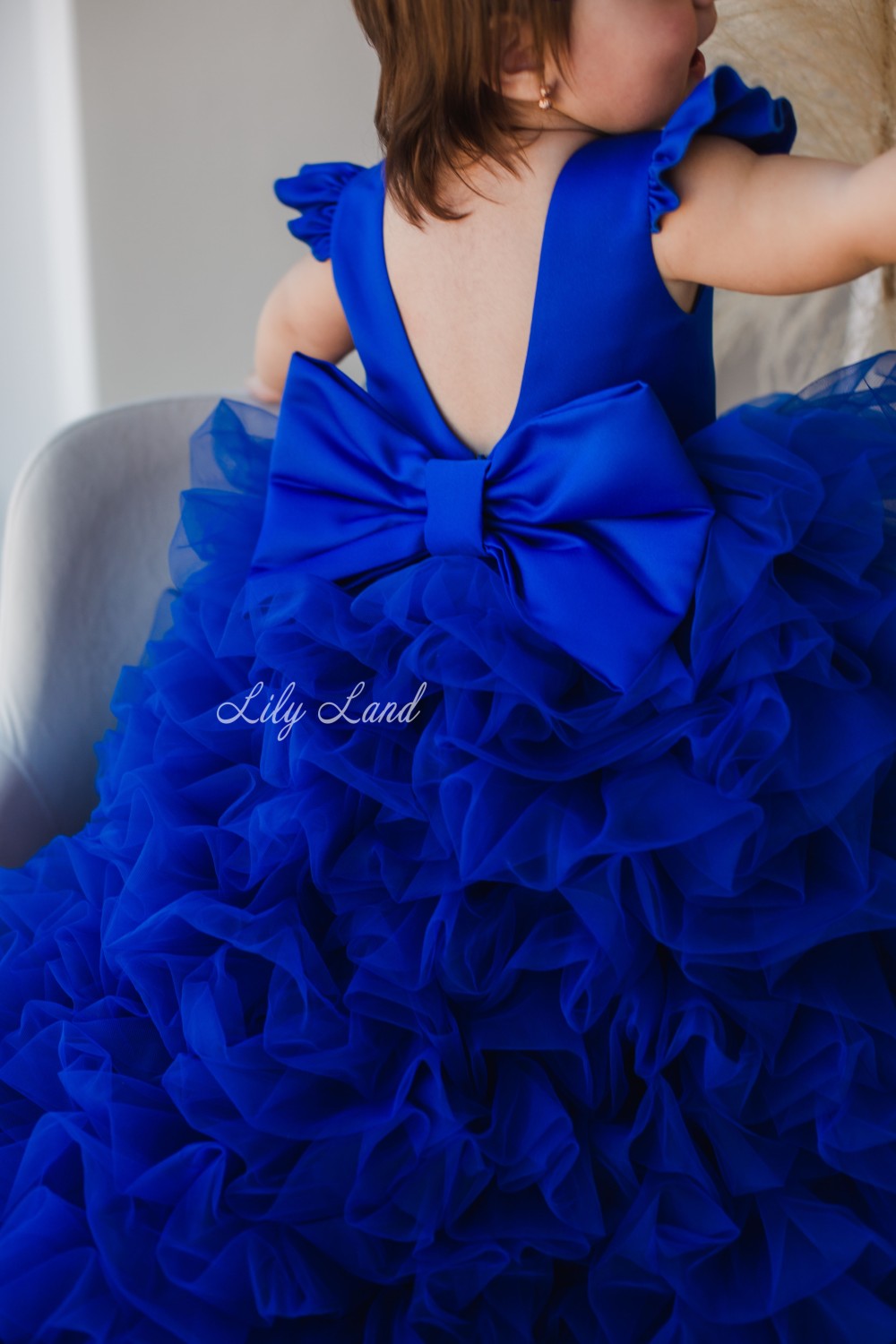 Rosa Girl Dress in Royal Blue with Long Train