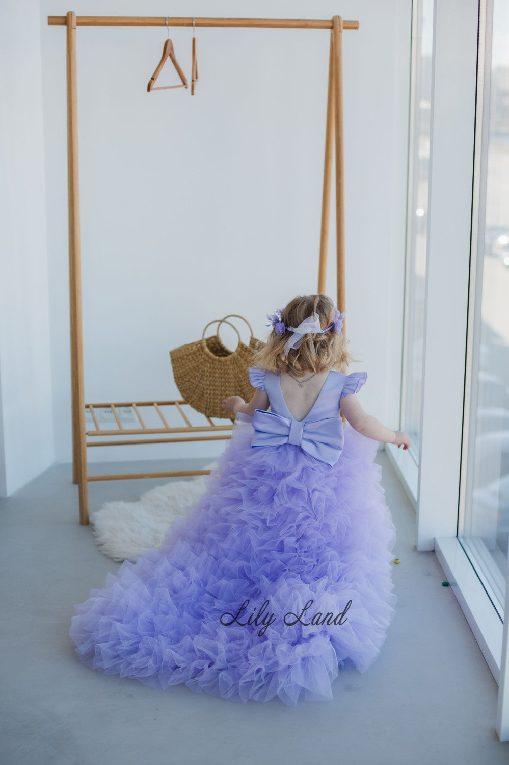 Rosa Girl Dress in Lavender with Long Train