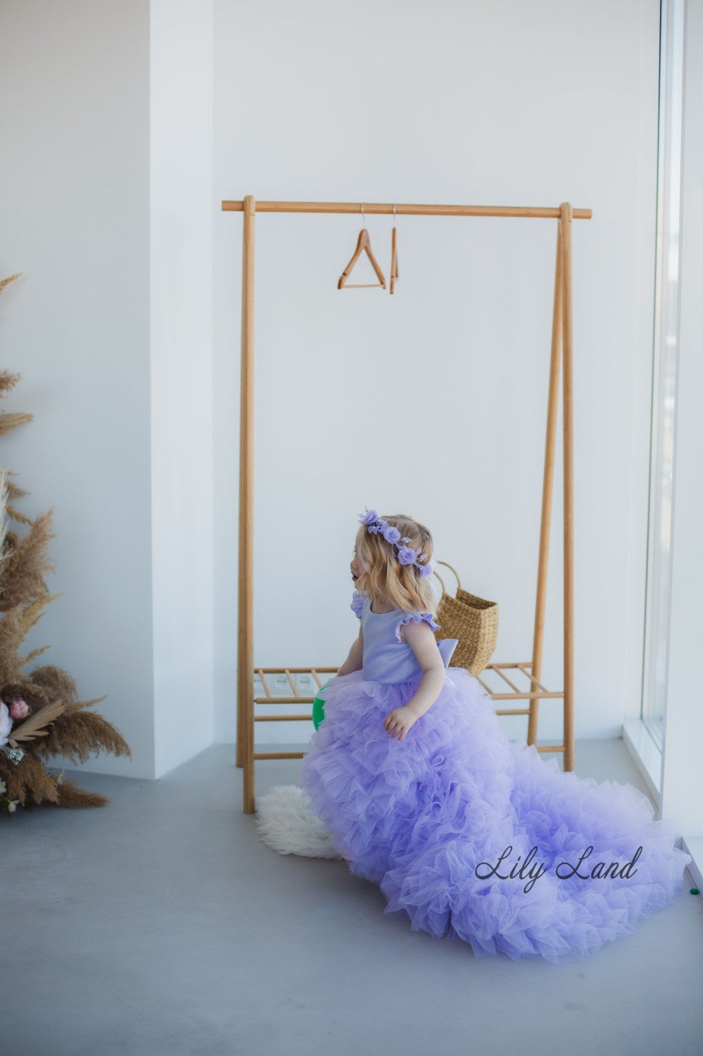 Rosa Girl Dress in Lavender with Long Train