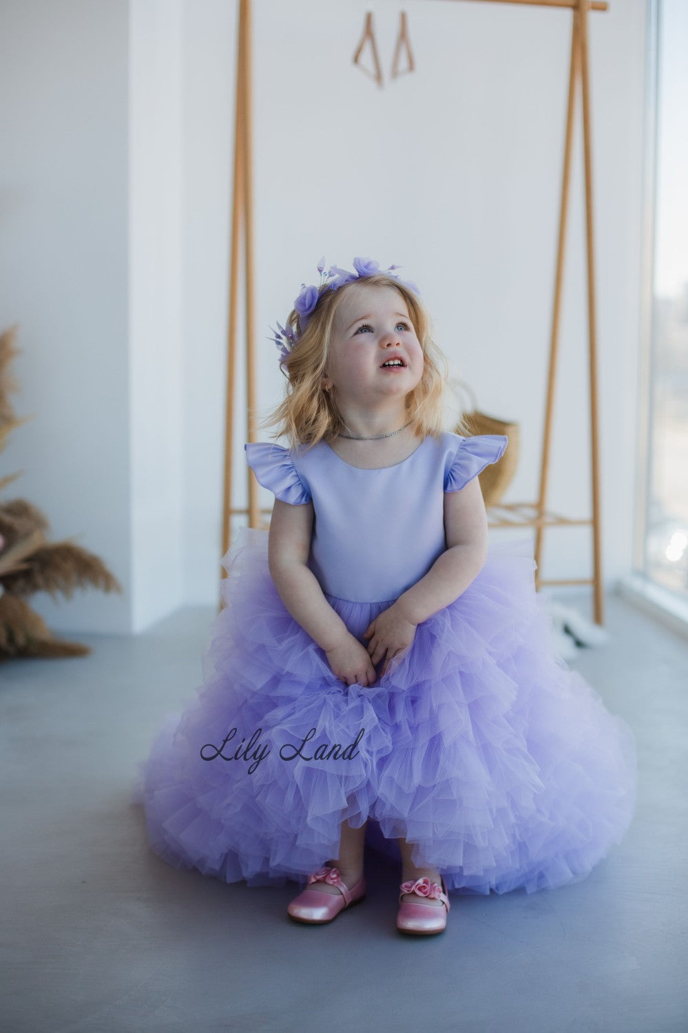 Rosa Girl Dress in Lavender with Long Train