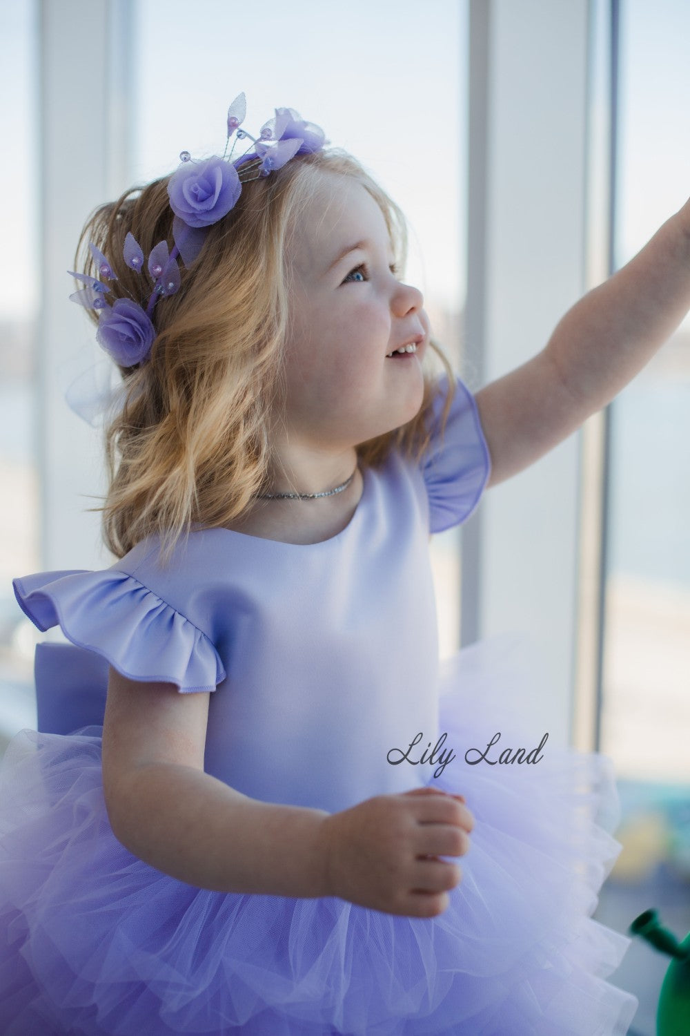 Rosa Girl Dress in Lavender with Long Train