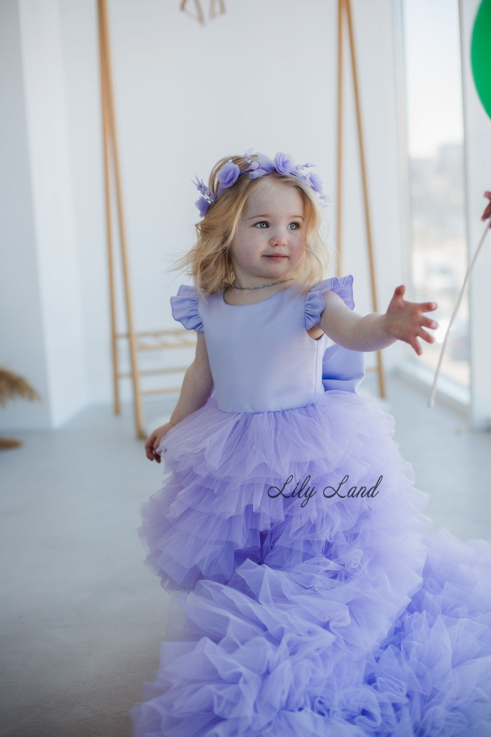 Rosa Girl Dress in Lavender with Long Train