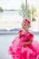 Cloud Girl Fluffy Dress in Barbie Pink with Feathers Sleeves