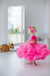 Cloud Girl Fluffy Dress in Barbie Pink with Feathers Sleeves