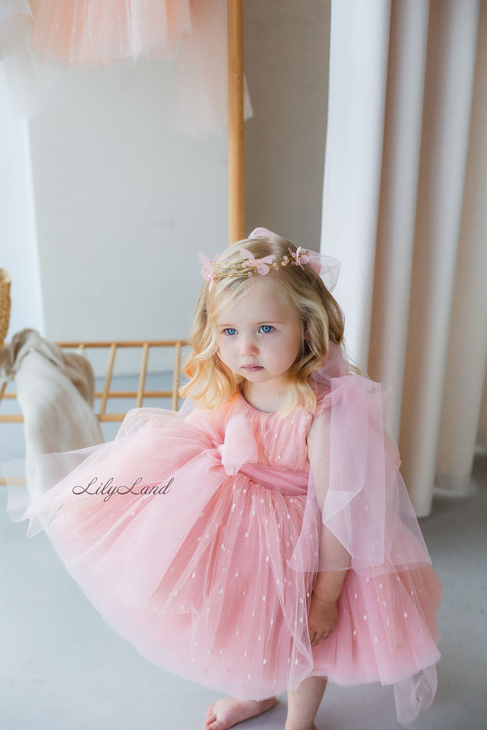 Frida Tulle Girl Baby Dress in Light Pink