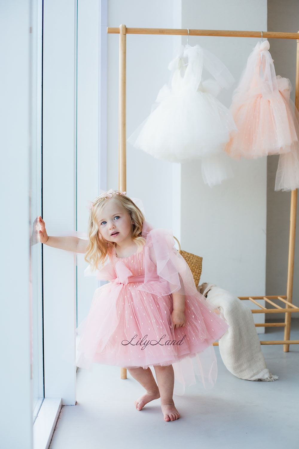 Frida Tulle Girl Baby Dress in Light Pink