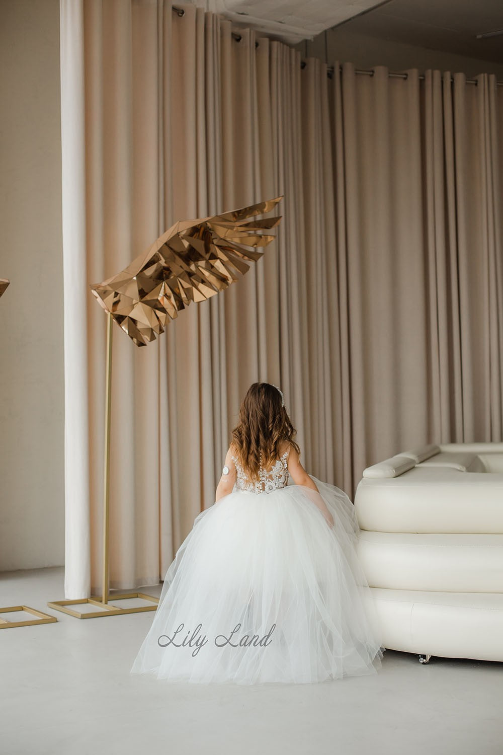 Suzanne Flower Girl Dress in Ivory with Floral Lace