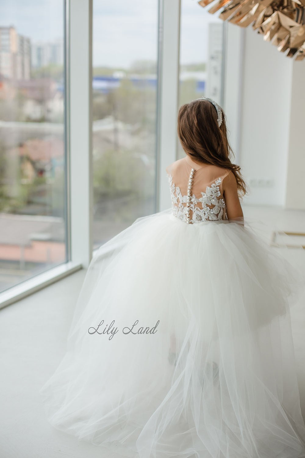 Suzanne Flower Girl Dress in Ivory with Floral Lace