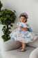 Vestido Lori Puffy para Niña con Hortensia y Lazo Azul