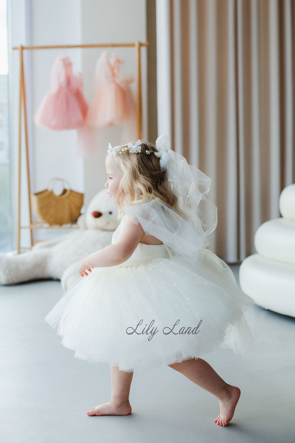 Frida Tulle Girl Baby Dress in Ivory