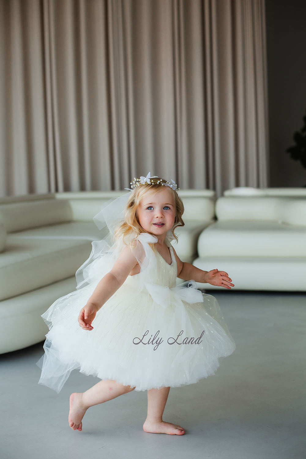 Frida Tulle Girl Baby Dress in Ivory