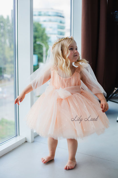 Frida Tulle Girl Dress in Peach