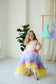 Ursula Multicolored Girl Dress with Feather Sleeves