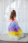 Ursula Multicolored Girl Dress with Feather Sleeves