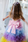 Ursula Multicolored Girl Dress with Feather Sleeves