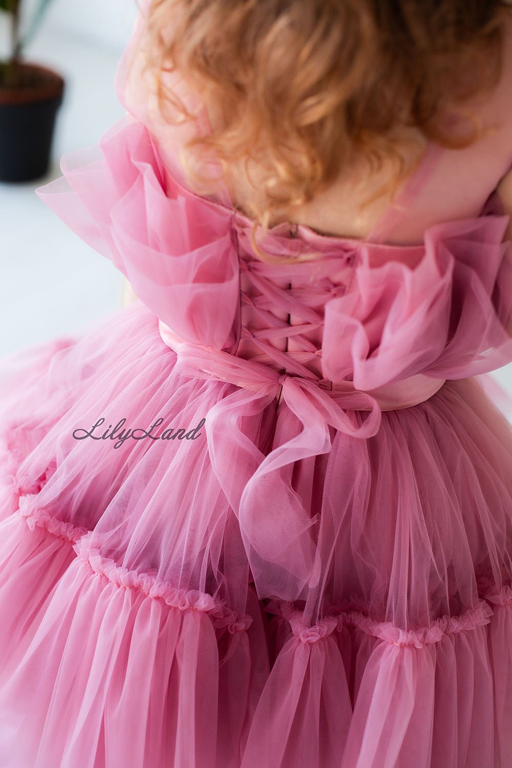 Barbie Tutu Girl Dress in Dusty Rose with Train