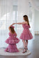 Barbie Matching Tulle Dresses Mommy and Daughter in Dusty Rose with Train