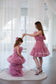 Barbie Matching Tulle Dresses Mommy and Daughter in Dusty Rose with Train