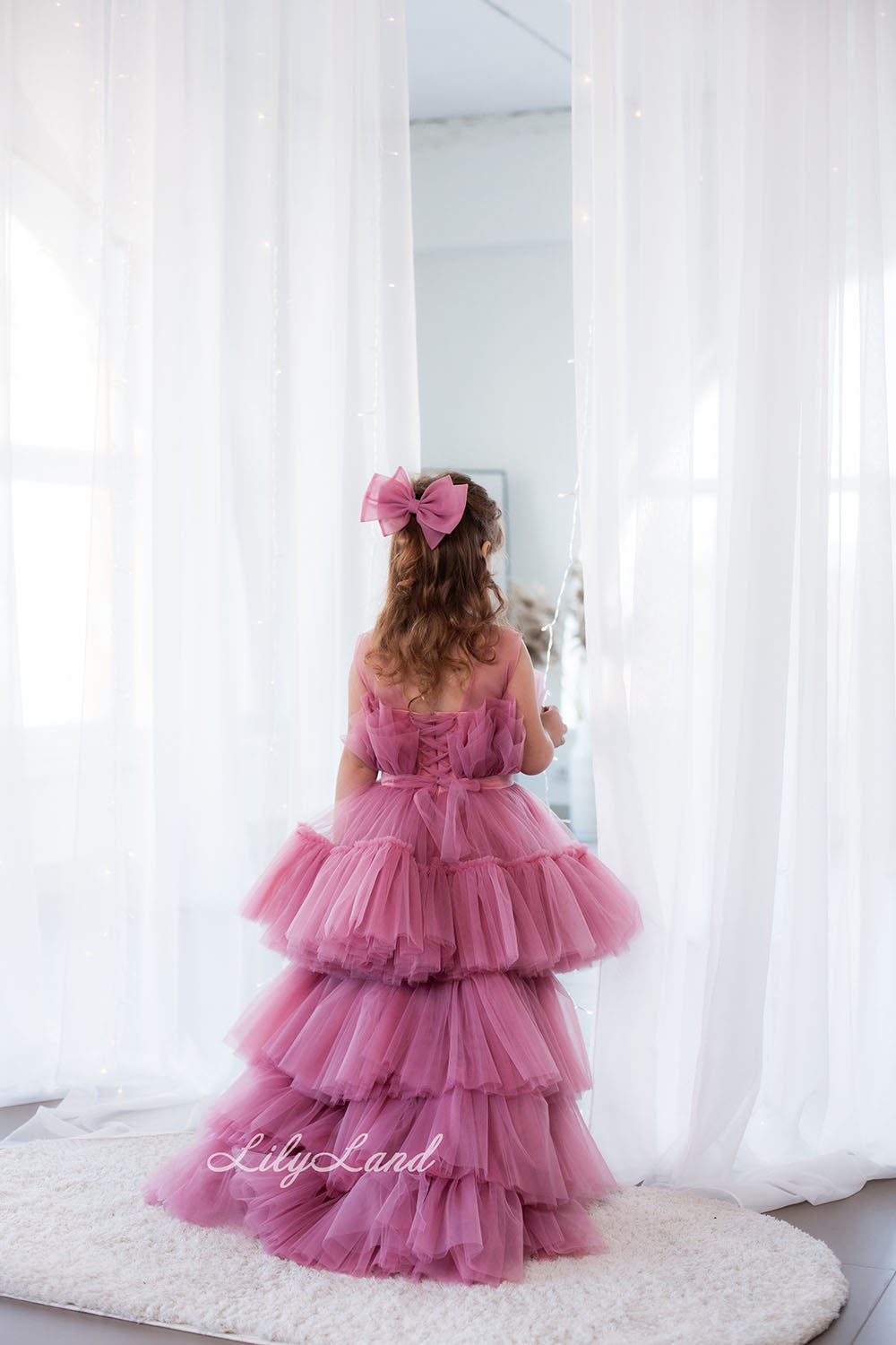 Barbie Tutu Girl Dress in Dusty Rose with Train