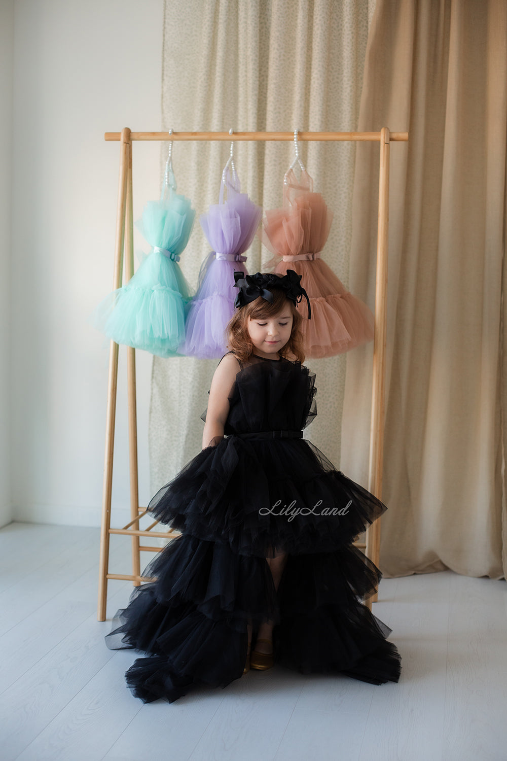 Barbie Tutu Girl Dress in Black with Train