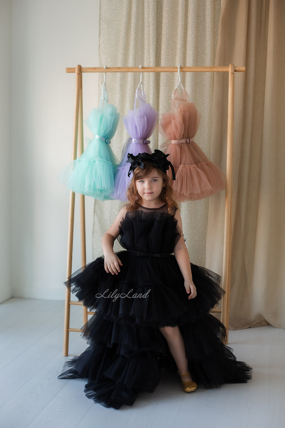 Barbie Tutu Girl Dress in Black with Train