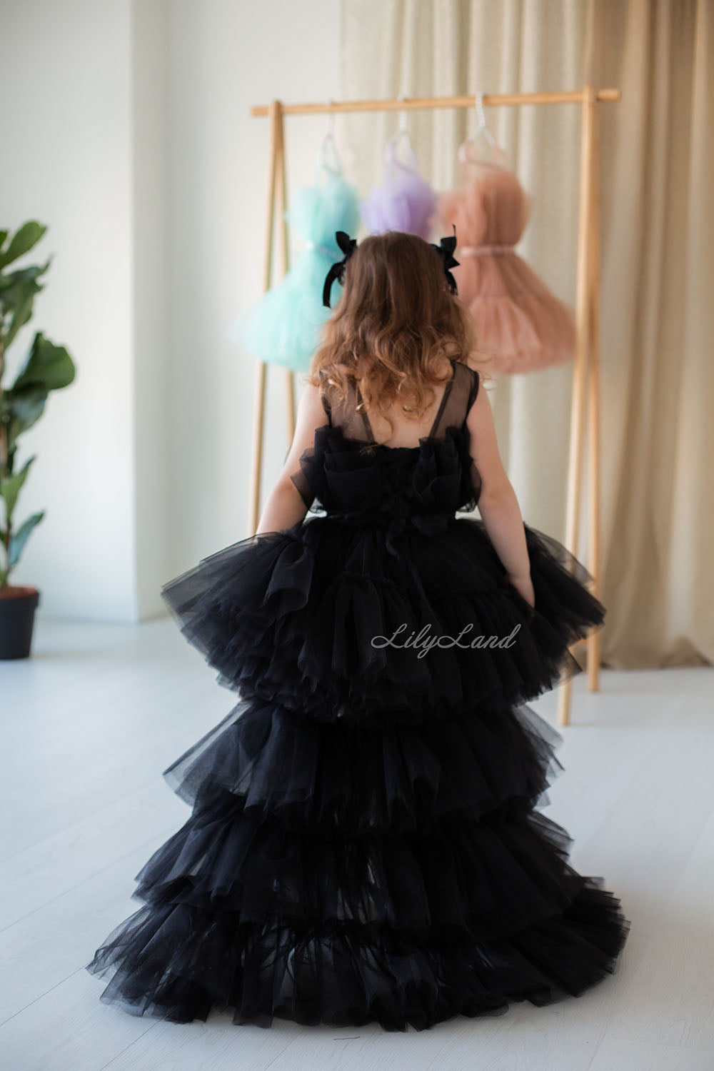 Barbie Tutu Girl Dress in Black with Train