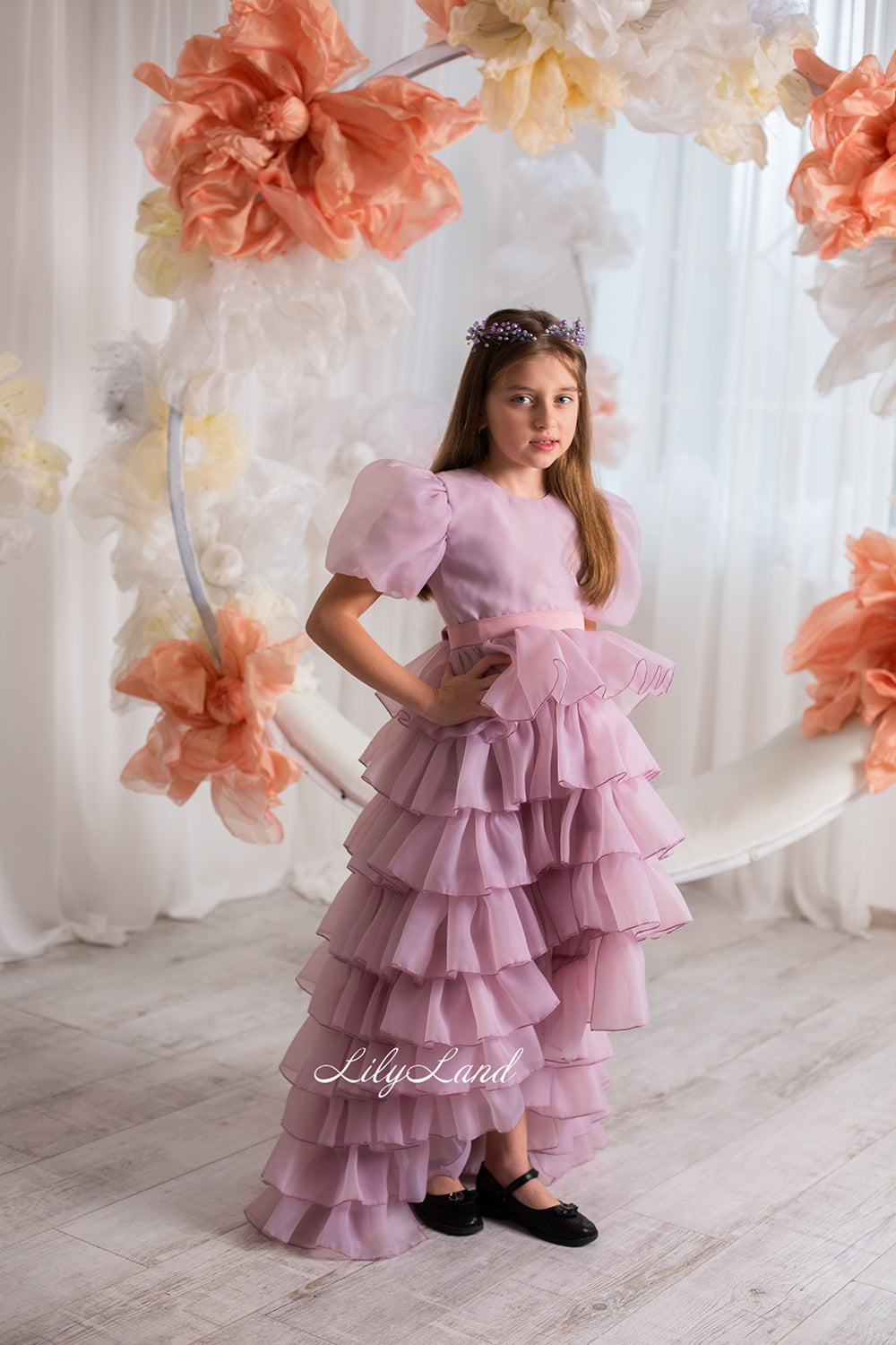 Julia Multilayered Girl Dress In Lavender